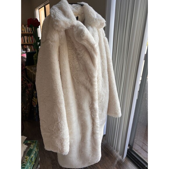 Cream Faux Fur Lined Long Winter Coat Size 1X Forever 21 Premium Plus Cream BNWT - Picture 2 of 7